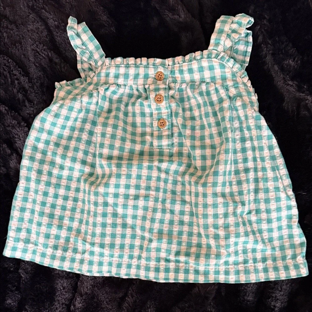 Carter's Gingham Checkered Diaper Cover Set - Teal and White